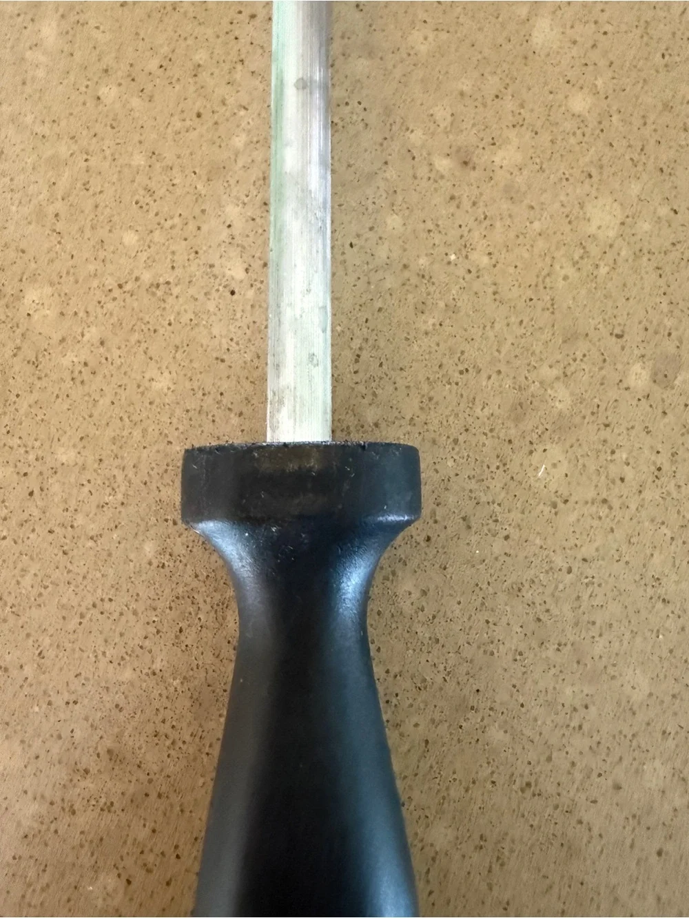 Black Handheld Knife Sharpener/Honing Steel with Ring
